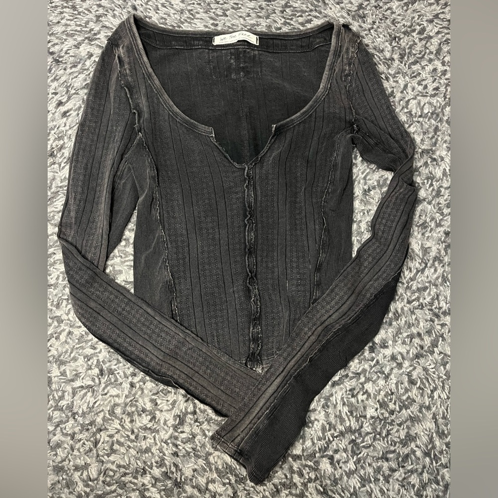 Free People Eyes On You Pointelle Long Sleeve Black Size XS